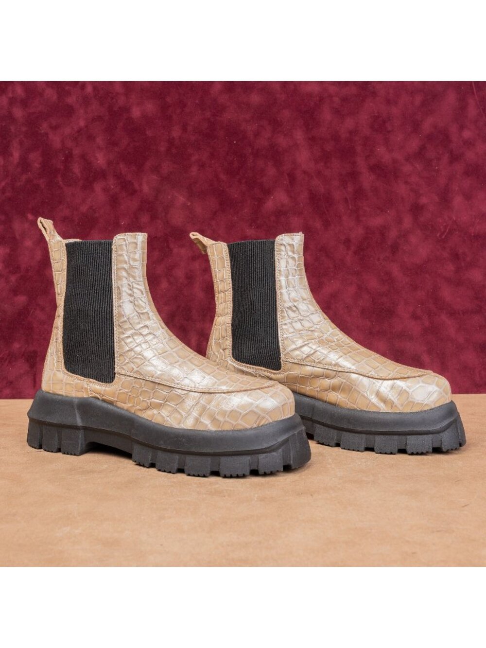 Topshop Wmn Alpha Patent Leather Croc Festival Chelsea Platform Boots 9US EUR40